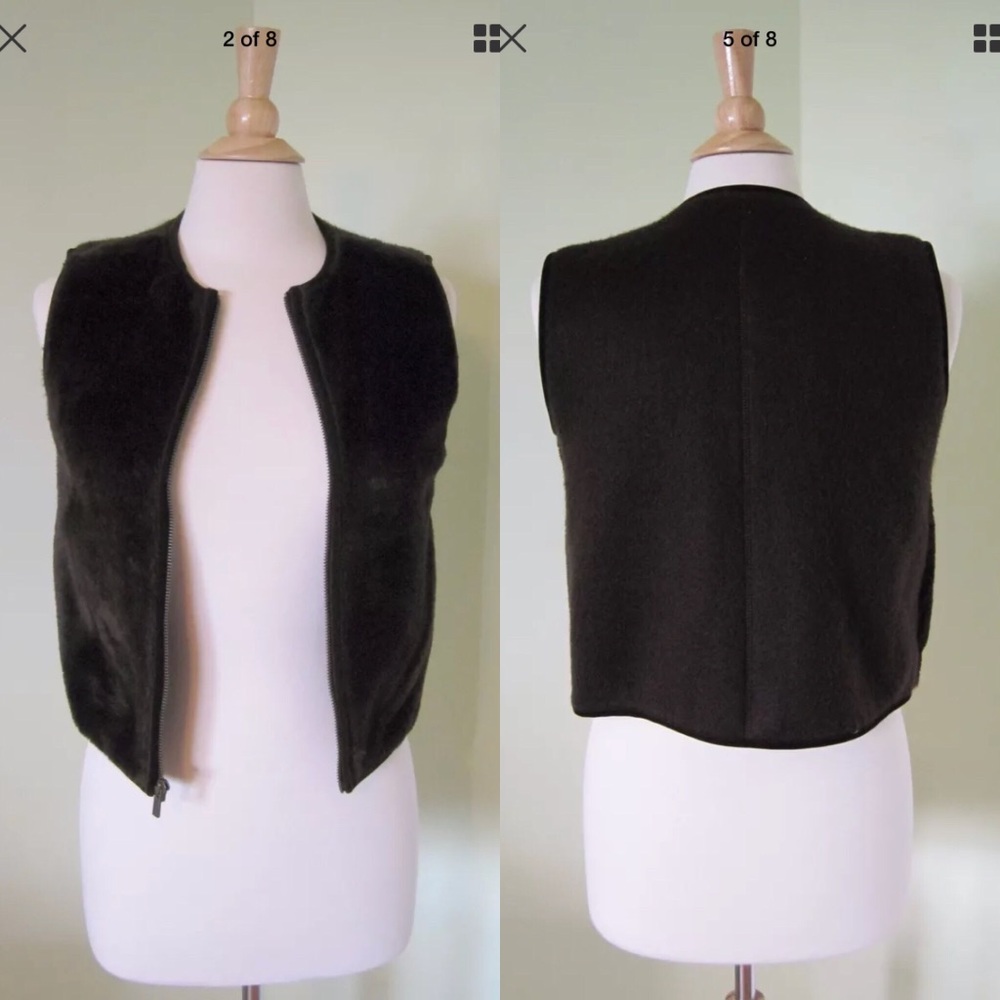 Banana Republic Faux Fur Vest XS zip up brown